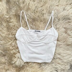 Joah Brown white bustier crop top